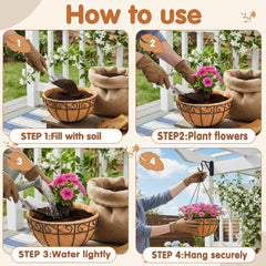 JFFLYIT 12 inch hanging basket displayed in garden setting