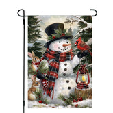 JIGINOFV Winter Snowman Garden Flag front view with vibrant colours