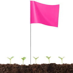 JIZHGRAD 50 Pack Pink Marking Flags with 15-inch staff