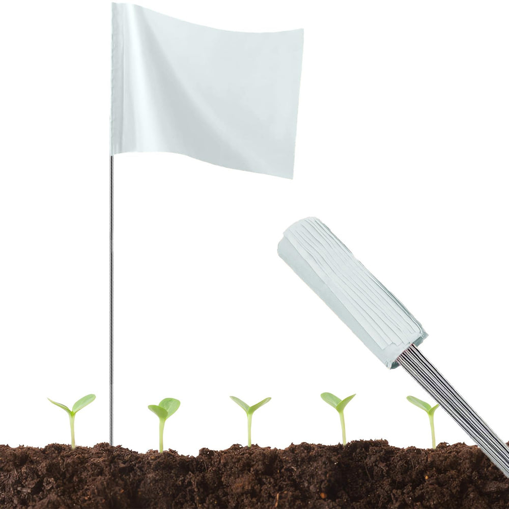 JIZHGRAD 50 Pack White Marking Flags front view