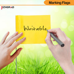 JIZHGRAD Yellow Marking Flags in outdoor setting, marking boundaries