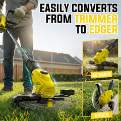 JKLARI Weed Wacker showing automatic line feed system