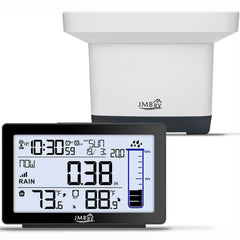 JMBay Wireless Rain Gauge front view with digital display