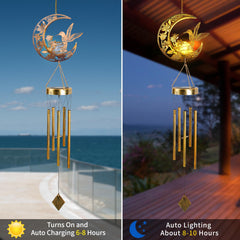 JOBOSI Hummingbird Wind Chime hanging in a garden