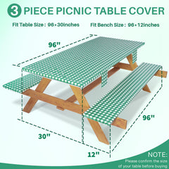 Jobunai table cover and bench covers laid out on a picnic table