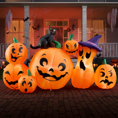 Joiedomi 6 FT Halloween inflatable pumpkins with black cat, front view