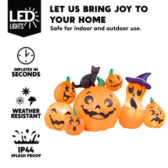 Joiedomi Halloween inflatable decorations in yard, nighttime display
