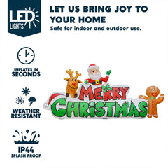 Joiedomi inflatable Christmas decoration set up in a snowy yard