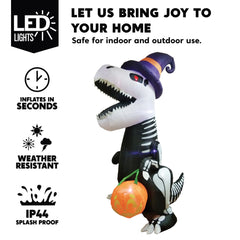 Joiedomi inflatable dinosaur set up in a garden for Halloween