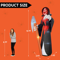 Joiedomi inflatable grim reaper set up in a garden