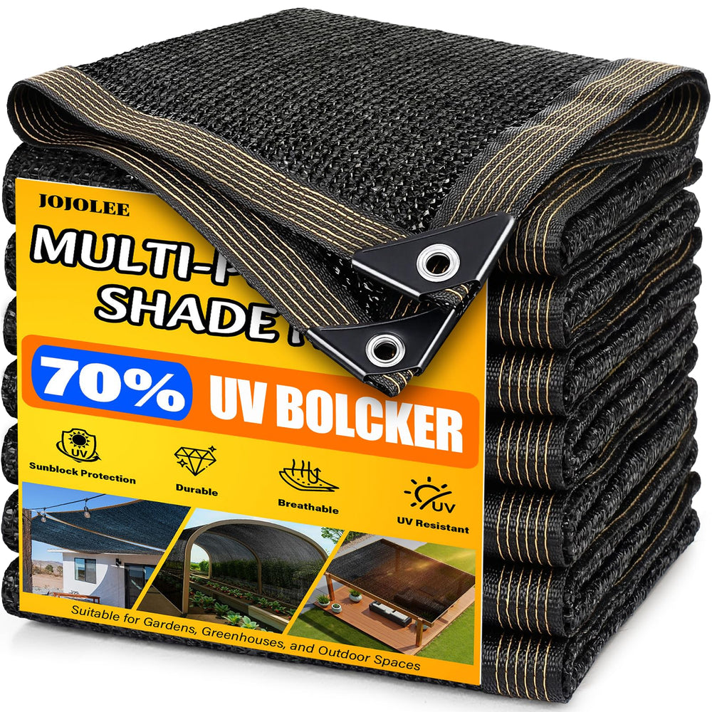 JOJOLEE 10x20FT black shade cloth with grommets front view