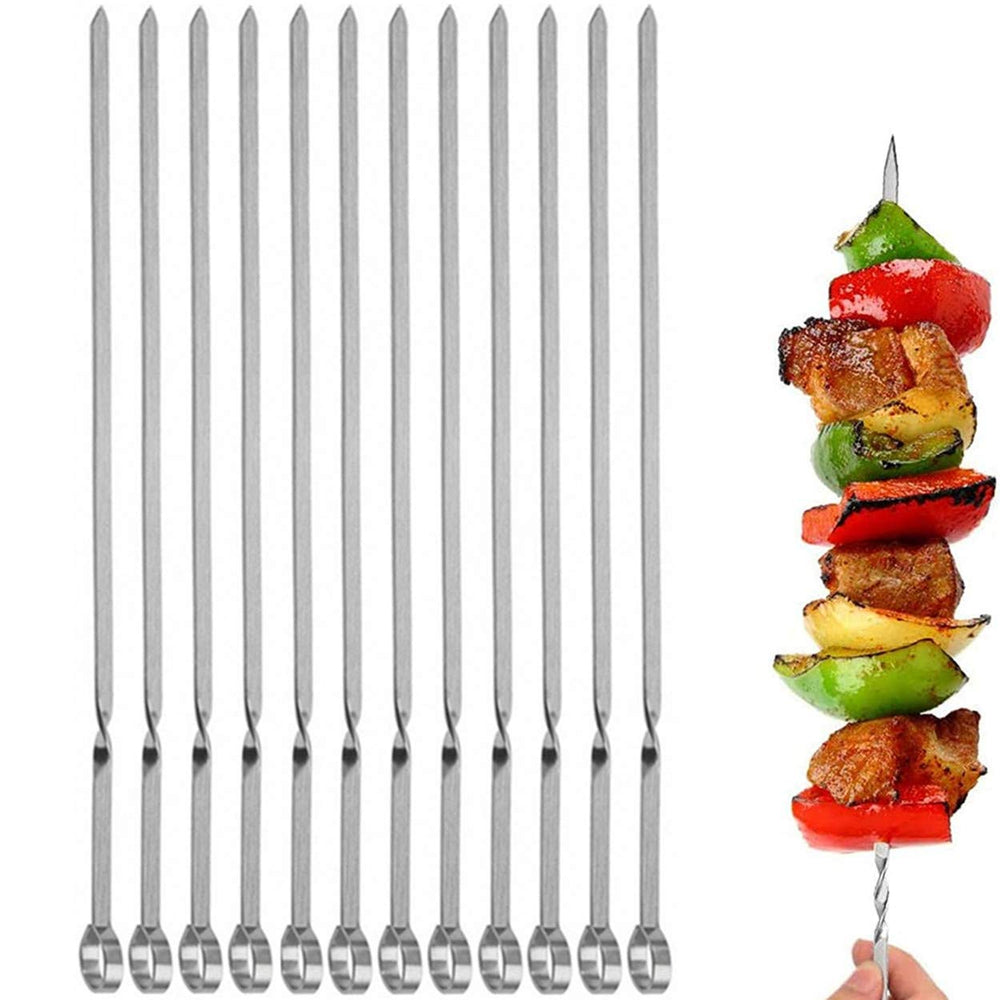 JOMVERL 12PCS 14-inch stainless steel BBQ skewers set front view