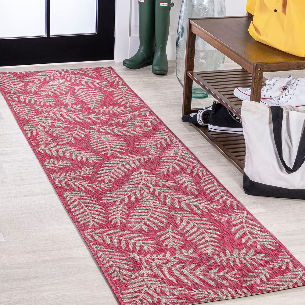 JONATHAN Y Palm Frond Runner Rug 2'2" x 10' in fuchsia and cream