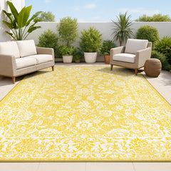 JONATHAN Y Weave Floral Area Rug 3'1"x5' yellow and cream front view