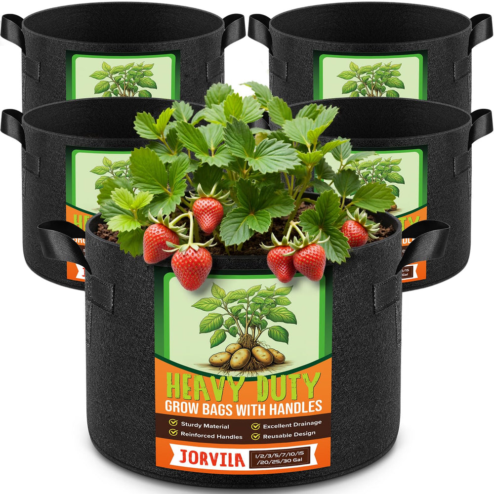 Jorvila 5-Pack 7 Gallon Grow Bags, Black front view