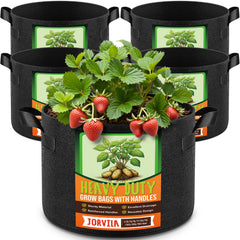 Jorvila 5-Pack 7 Gallon Grow Bags, Black front view