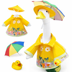 JOYANDRO Goose Raincoat Outfit with floral design and umbrella