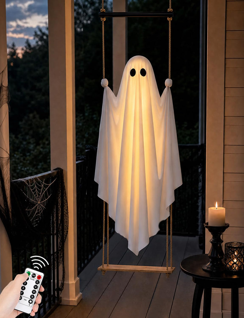 Joyehome 3.7FT white hanging ghost outdoor decoration