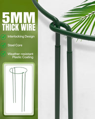 joyhalo 24 Inch Metal Plant Support Stakes in garden with flowers