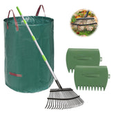 joyhalo 65 Inch Leaf Rake Set with green rake and scoops