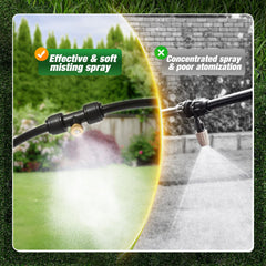 joyhalo misting system connected to water hose