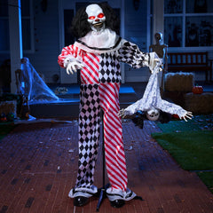 JOYIN 64" Halloween Animatronics Clown Holding Doll front view