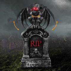 JOYIN Animated LED Tombstone front view with eerie engravings
