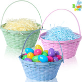 JOYIN Easter Bamboo Basket set in blue, pink, and green