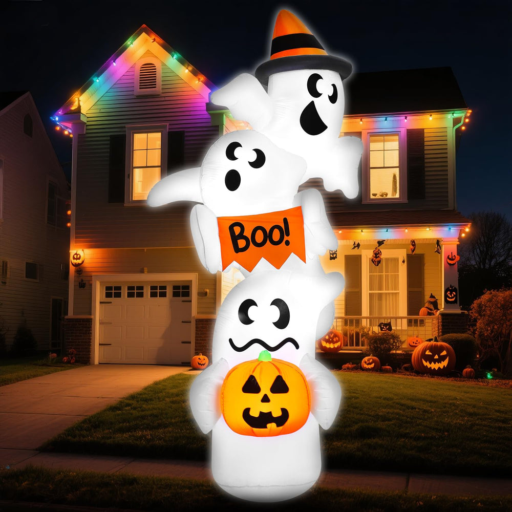 JOYIN Halloween Inflatable Ghost front view with glowing eyes