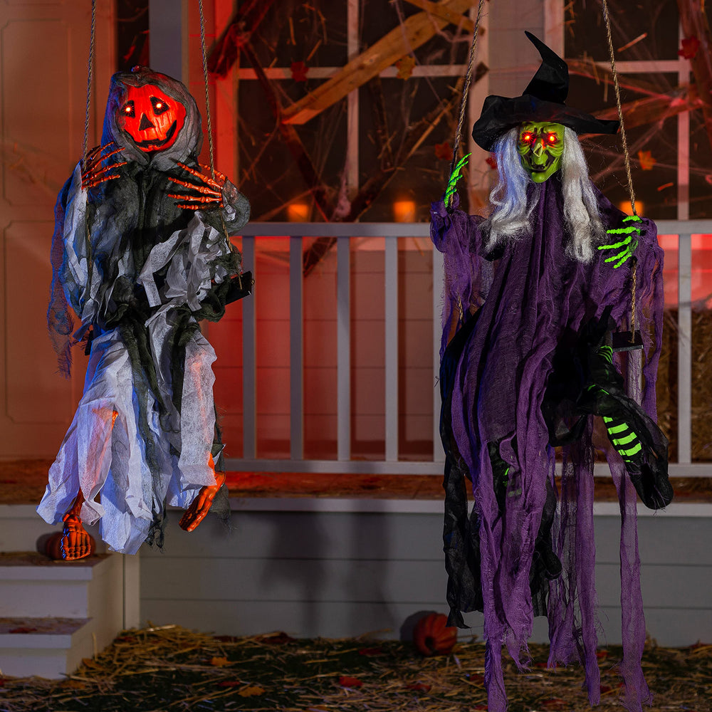 JOYIN Halloween Swinging Pumpkin decoration with LED eyes