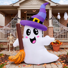 JOYIN inflatable ghost in a garden setting at night