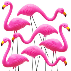 JOYIN set of 6 pink flamingo yard ornaments in two poses