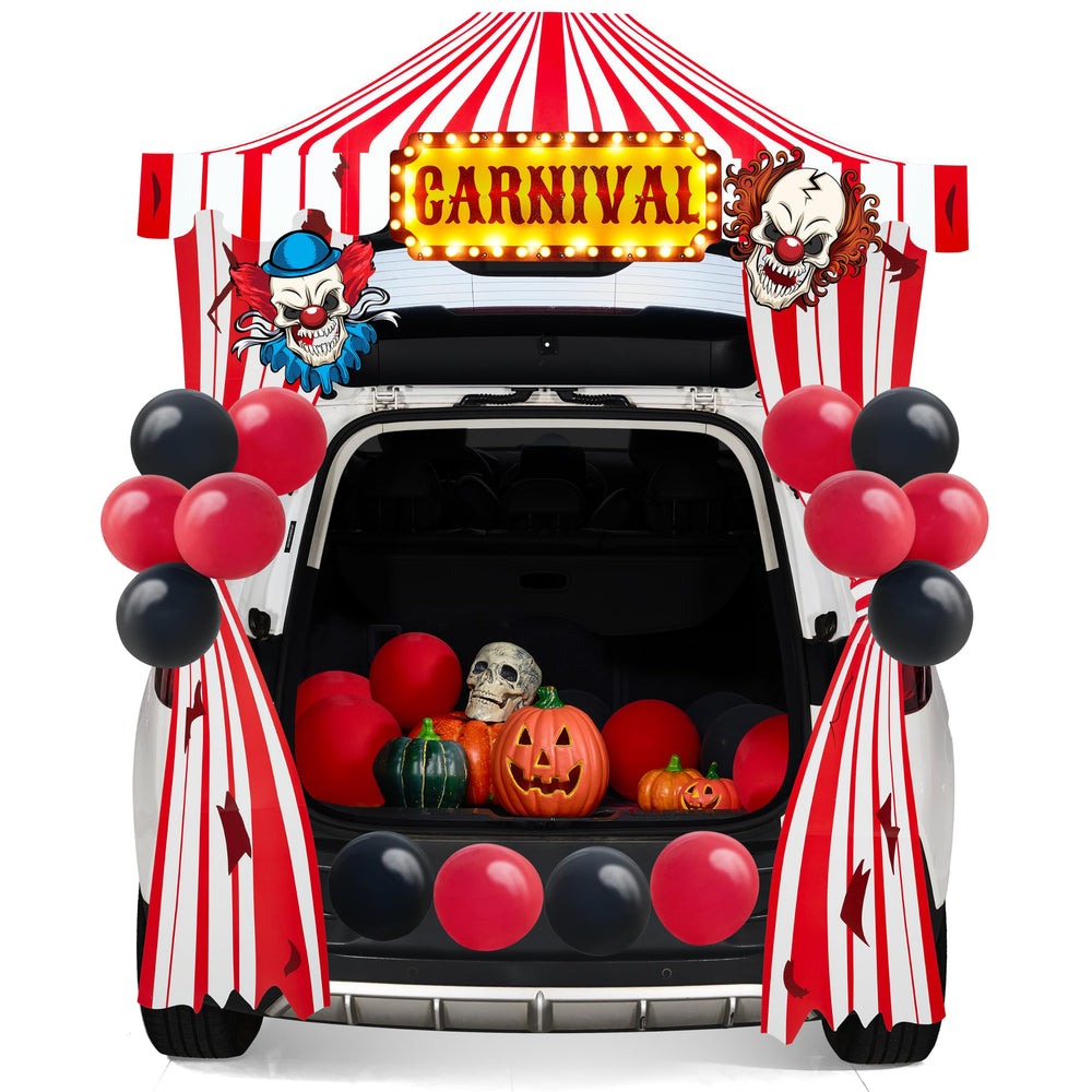 JOYIN Trunk Or Car Decor Kit includes carnival tent and clown backdrop