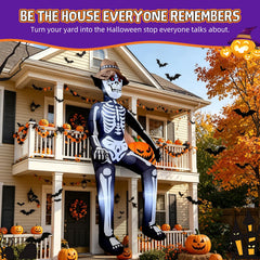 JoyParcel inflatable skeleton showing glowing red eyes