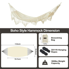 JoyView Boho Macrame Hammock in garden setting