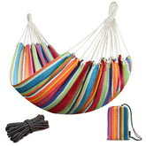 JoyView Brazilian Double Hammock front view with color stripes