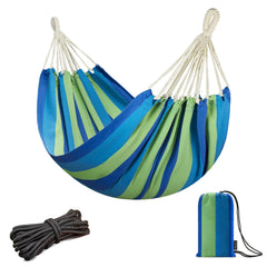 JoyView Brazilian Hammock front view in blue stripes