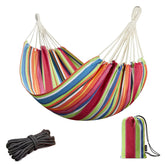 JoyView Brazilian Hammock front view with colorful stripes