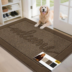 JSEI Welcome Door Mat 32" x 48" brown front view