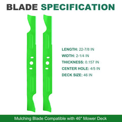 JSXDNWYJ Mulching Blades for Husqvarna 46 Inch Deck, side view
