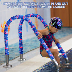 Junkin neoprene pool railing cover displayed on an inground pool