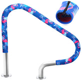 Junkin Pool Railing Cover 8 Ft in blue and pink with flamingo design