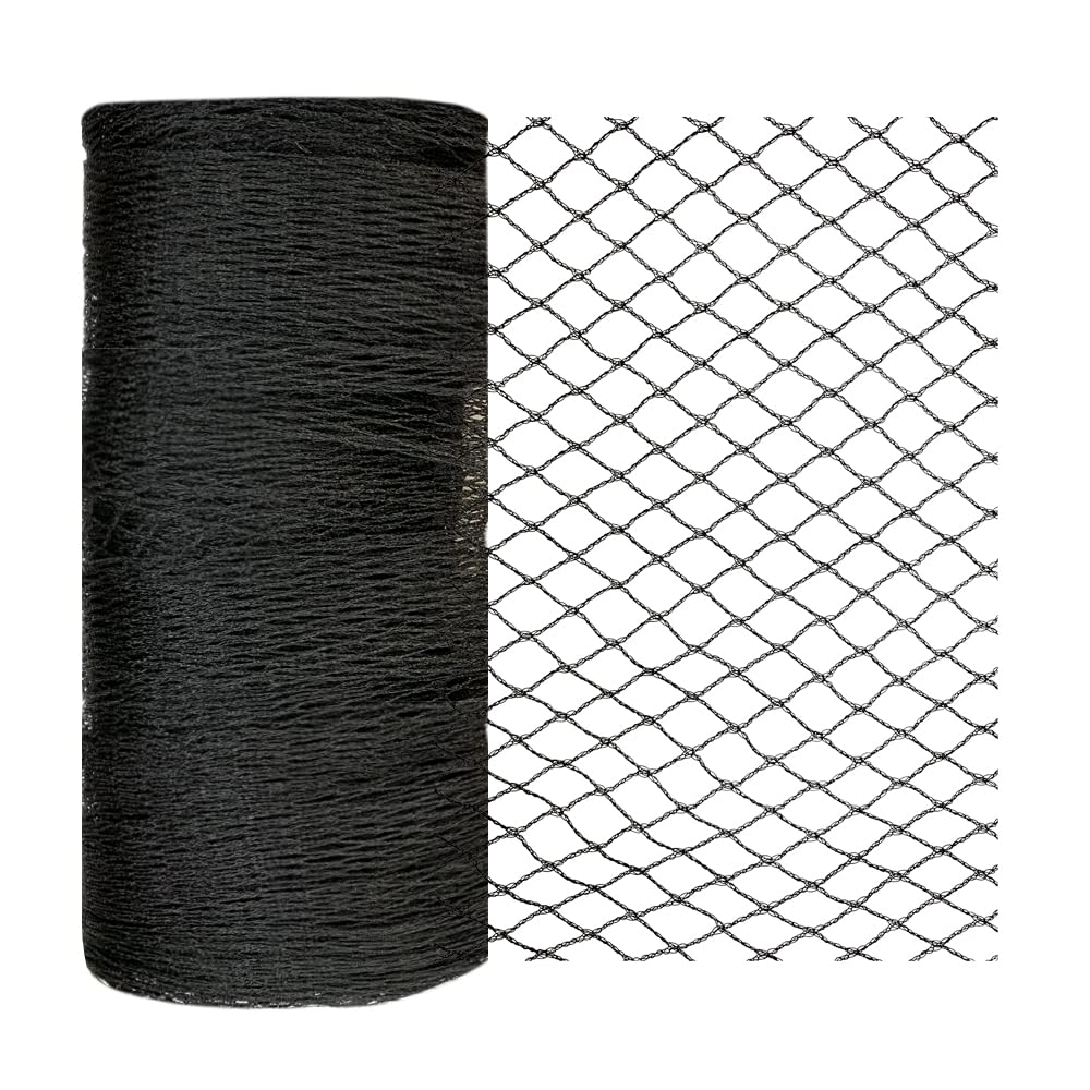 JUNKOGO Bird Netting 50x50 Ft black heavy-duty mesh front view