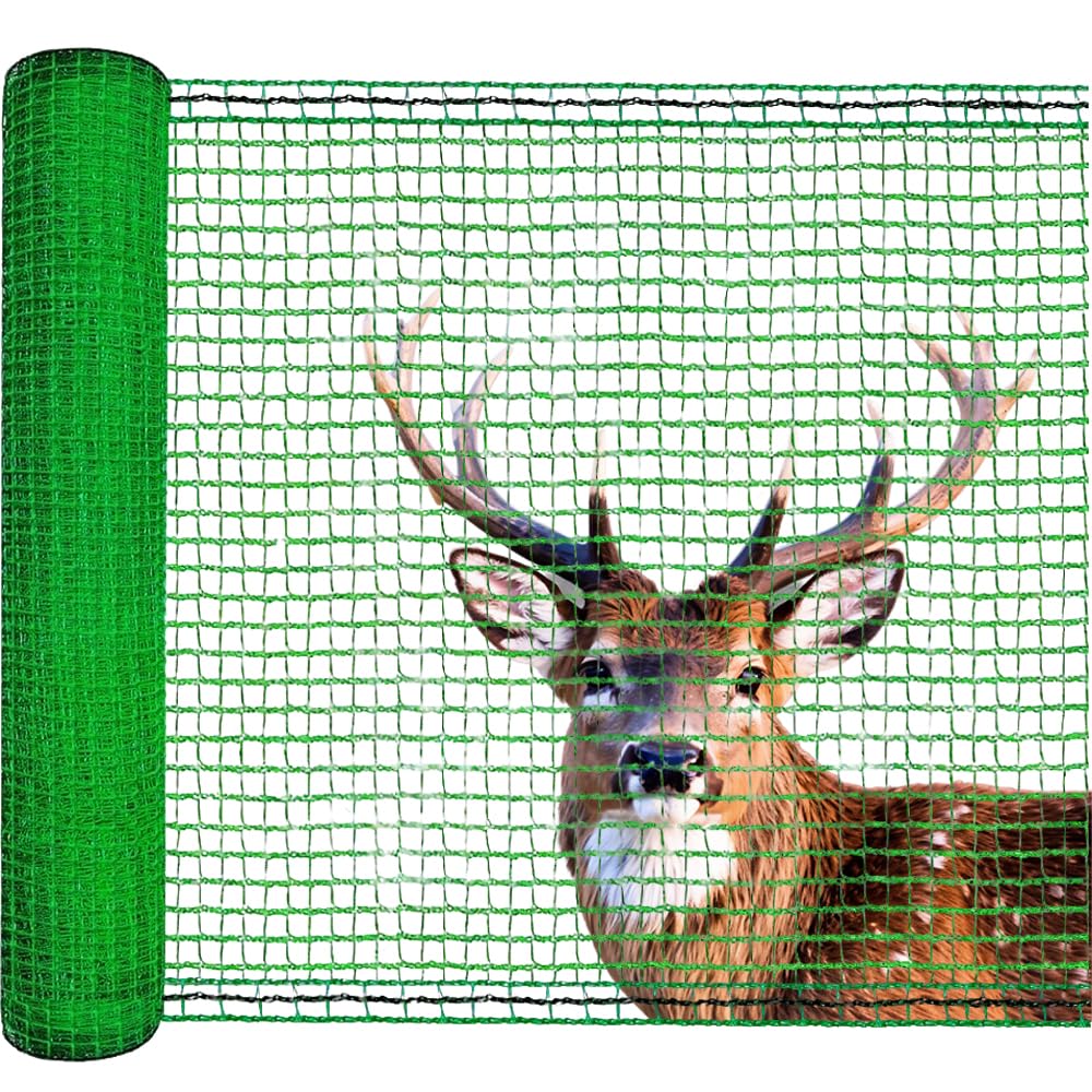 JUNKOGO Deer Fence Netting 4x65 FT green roll front view