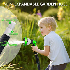 Junredy 25FT garden hose coiled with ergonomic spray nozzle