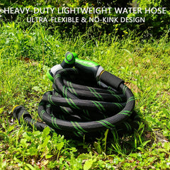 Junredy garden hose attached to a faucet in a garden