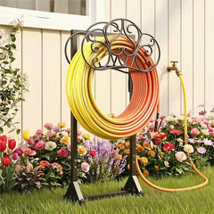 JUNYIYOUO Heavy-Duty Garden Hose Holder front view, black
