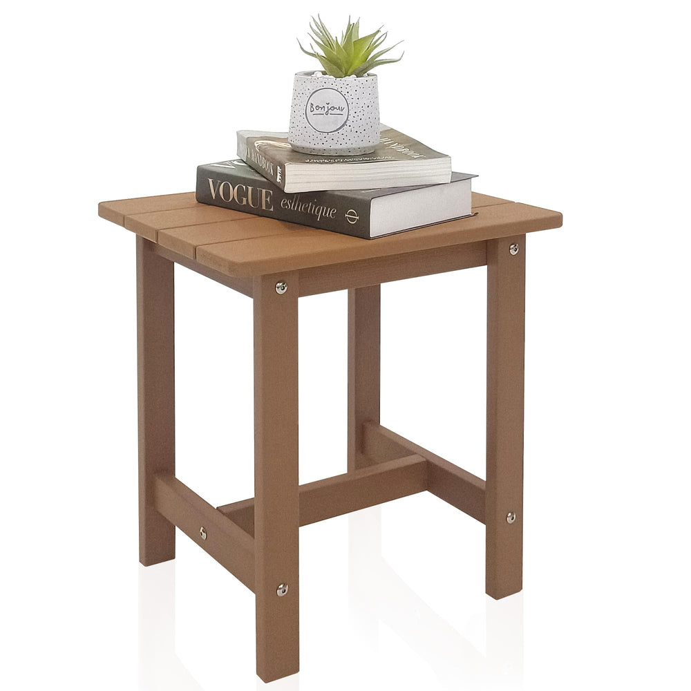 juserox Outdoor Side Table in teak colour front view