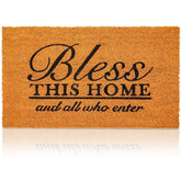 Juvale Bless This Home Door Mat front view with coir design