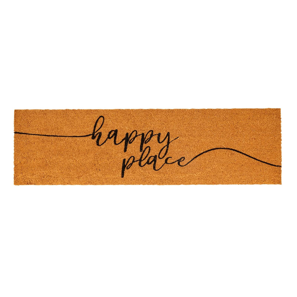 Juvale Coco Coir Large Door Mat front view with Happy Place lettering